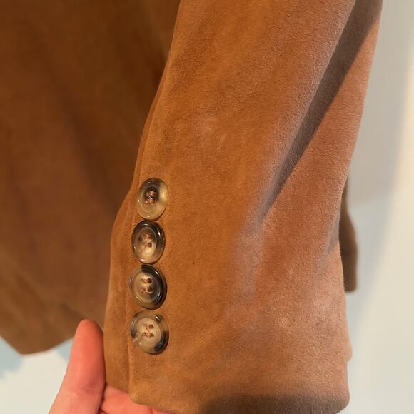 IL Perseo Jacket Suede Italian Leather Mens Mid Length Lightweight Camel - Picture 6 of 15